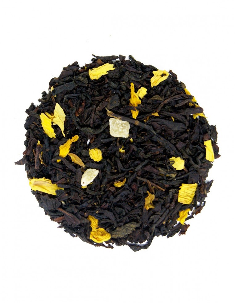 Té negro con mango y flores